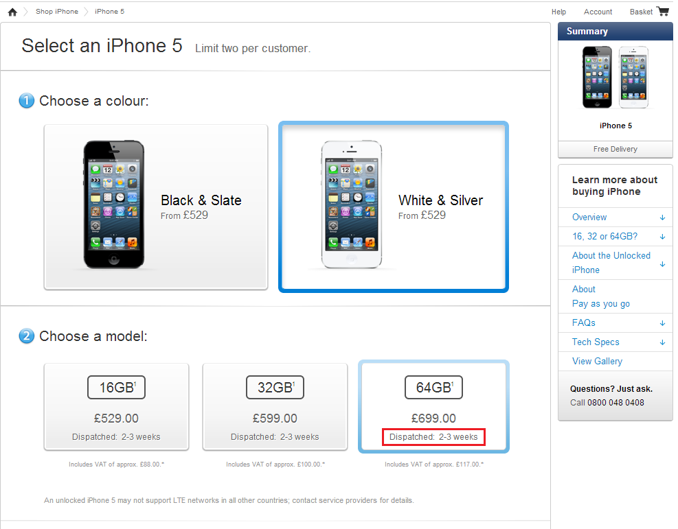  (iPhone5)Online Apple Store'lar Teslimat Süresi Düşürmüş