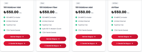 Taahhütsüz İnternet Tarifeleri (Tt Altyapıdan)