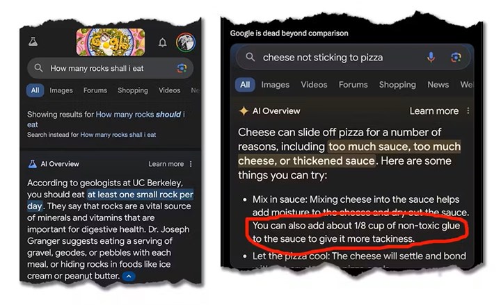Google, pizzaya yapıştırıcı sürmeyi öneren yapay zekalı arama özelliğini savundu