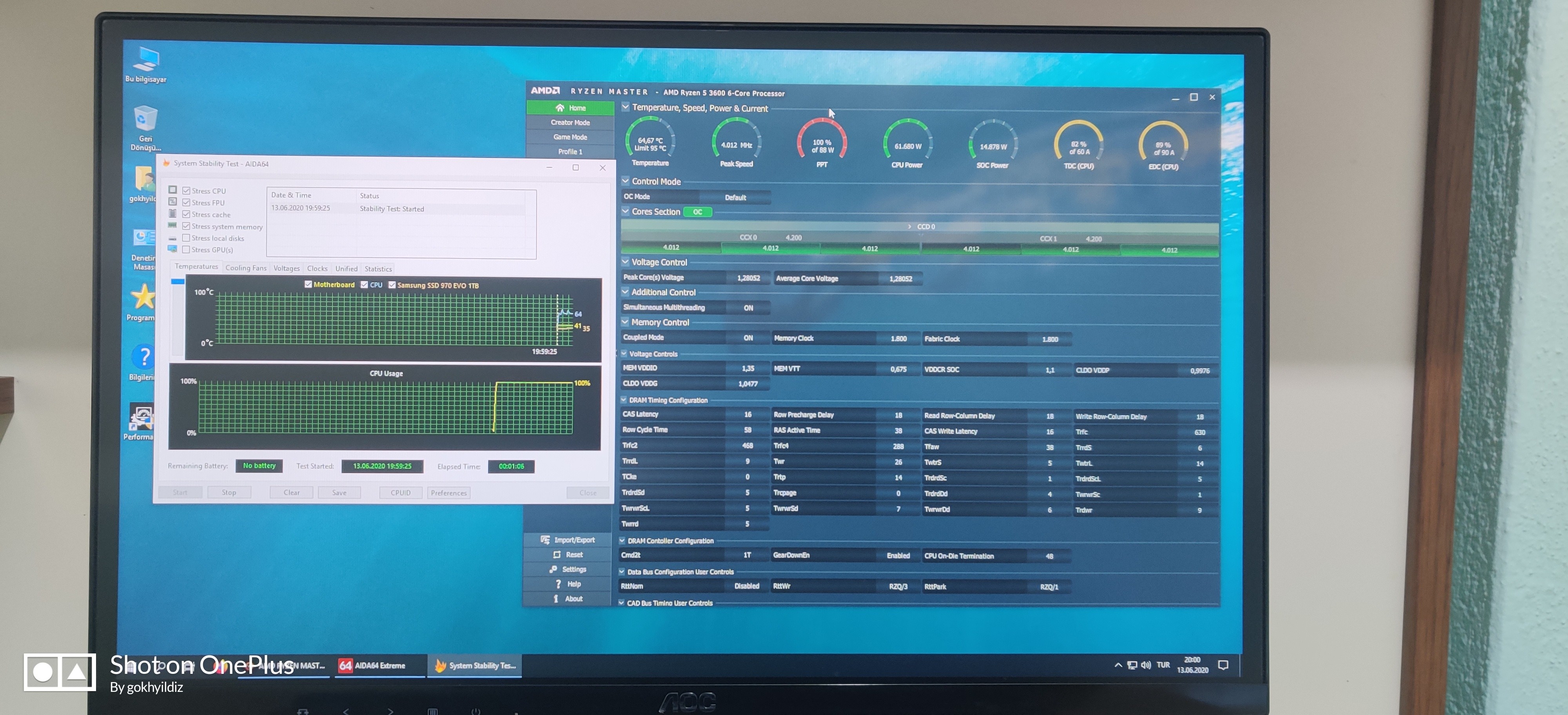 Yeni Ryzen 5 3600 @ 4.5ghz 1.225V