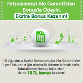  Bonus’a özel otomatik fatura talimatınıza 15 TL Bonus!