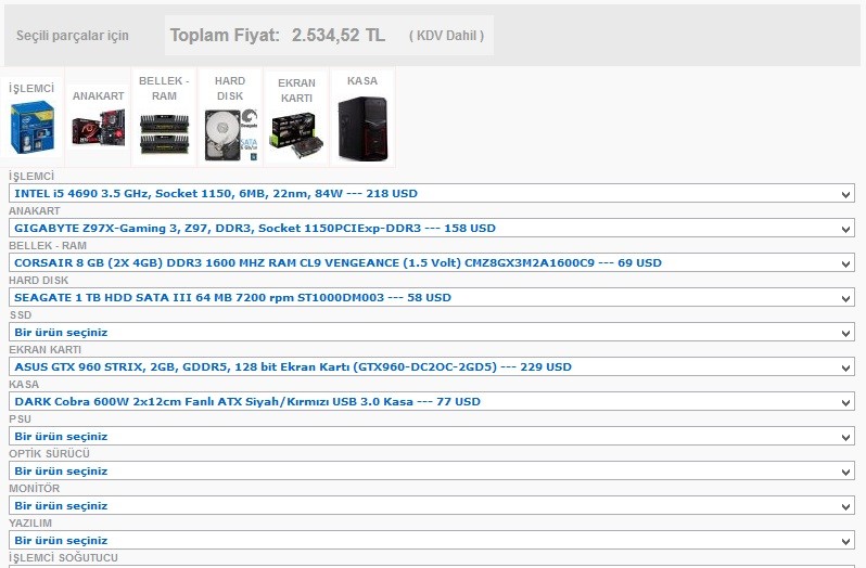  GTX960 Sistem Tavsiyeleri