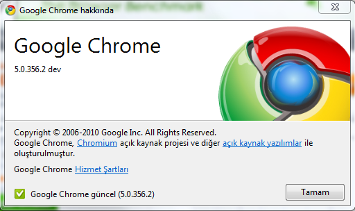  Google Chrome 5.0.356.2 Dev (19.03.10 testler)