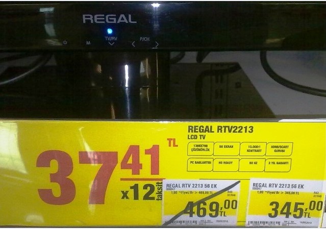  REGAL 22' LCD TV CARREFOUR'DA 345 TL!!!