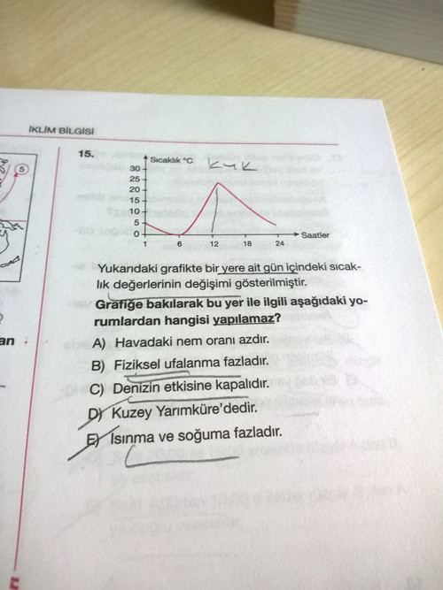  4 coğrafya sorusu (İklim bilgisi)