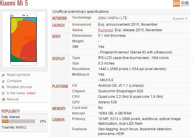 Xiaomi Mi 5 ve Mi 5 Plus ile ilgili teknik detaylar sızdırıldı