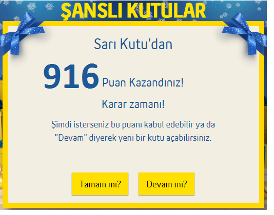  TURKCELL ŞANSLI KUTULAR (Sarı Kutu içerir)