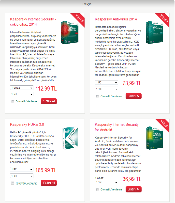  Kaspersky İnternet Security 3 Cihaz 1 YıL /49,90 TL