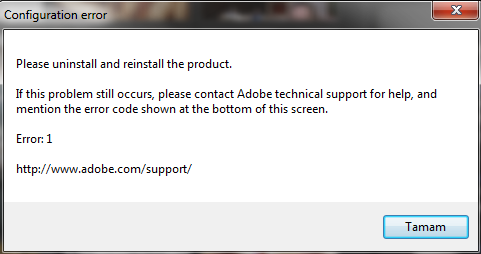  Adobe Configuration Error Hatası