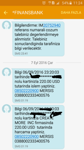  18.01.2016 Kredi Kartı dolandırıcılığı ve sonuç