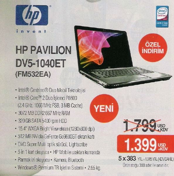  HP PAVILION DV 5 1040