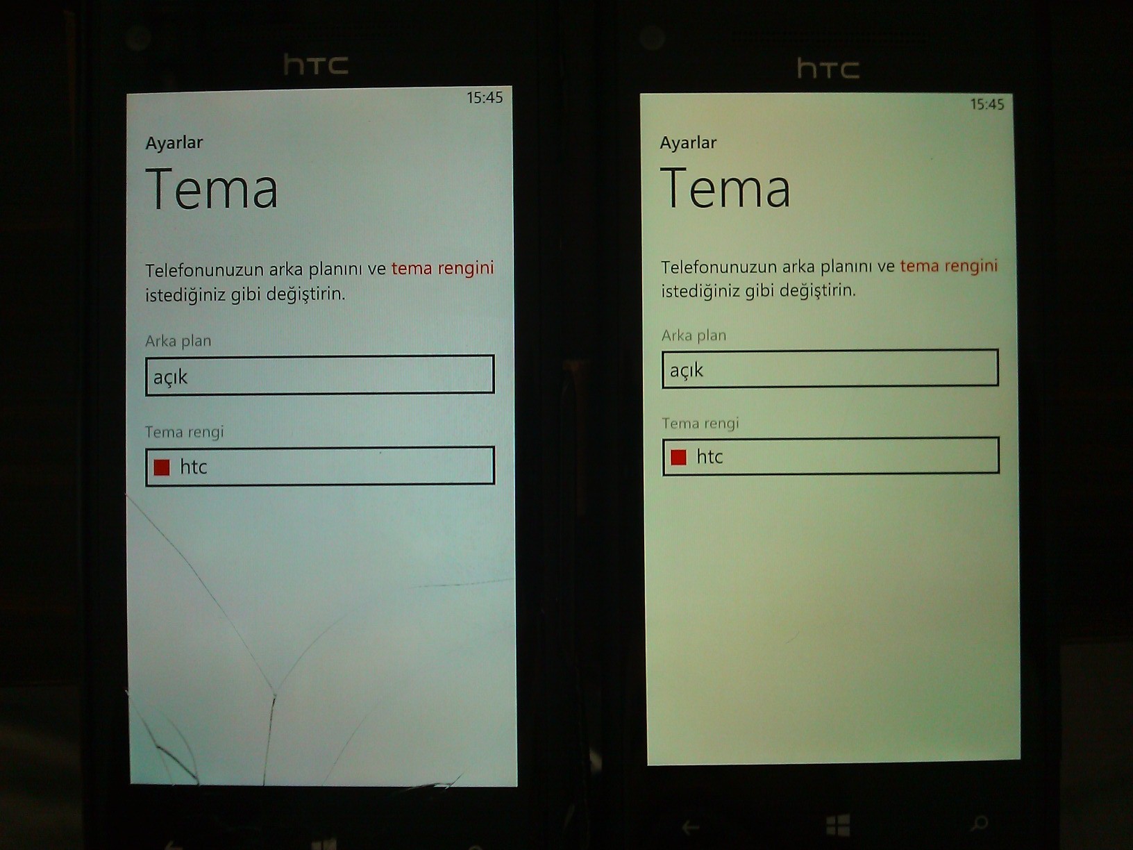  HTC 8X Beyaz Renk Sorunu