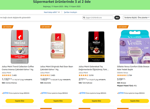 Amazon TEMEL TÜKETİM & GIDA & TEMİZLİK ve KOZMETİK ÜRÜNLERİ FIRSATLARI