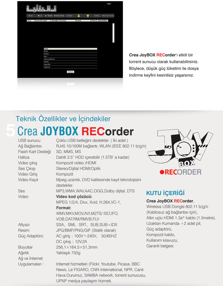 Crea Mediaplayer JOY BOX RECORDER Full HD