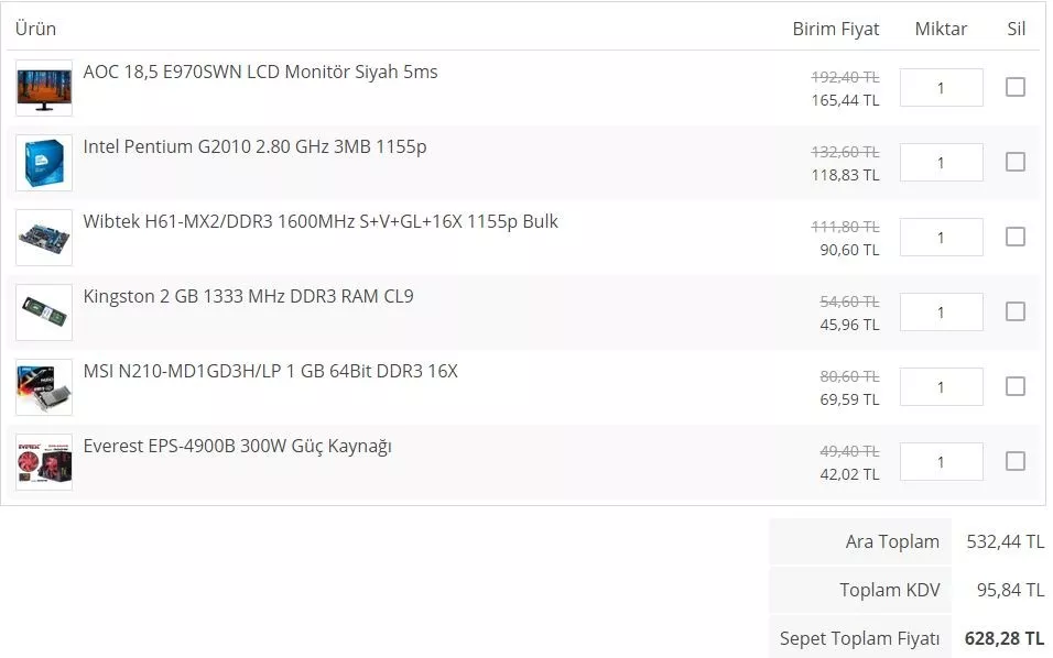  630 Liraya Kasa ve HDD Hariç Oyun Sistemi