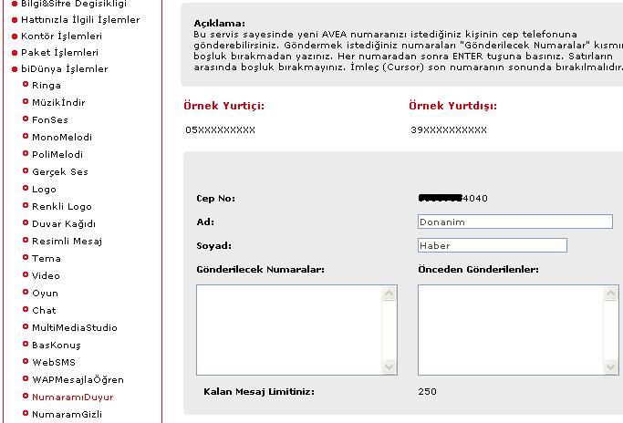  AVEA YENİ NUMARA BİLDİRME