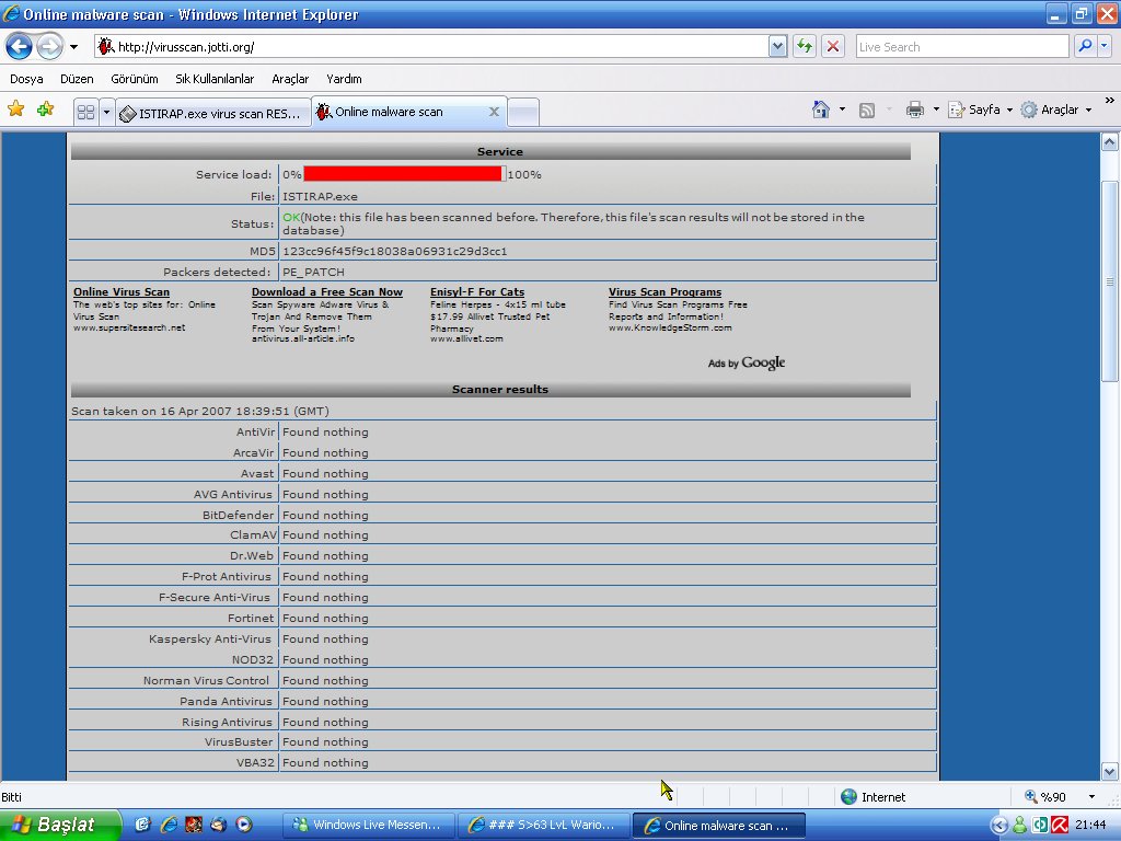  ISTIRAP.exe virus scan RESULTS!..