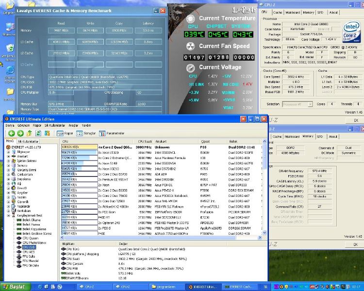  DFI Lanparty DK P35-T2RS UV Reaktive resimler. Q6600 510 FSB