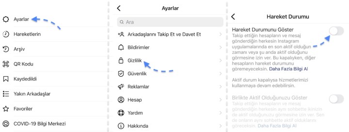 Instagram aktiflik (son görülme) kapatma nasıl yapılır?