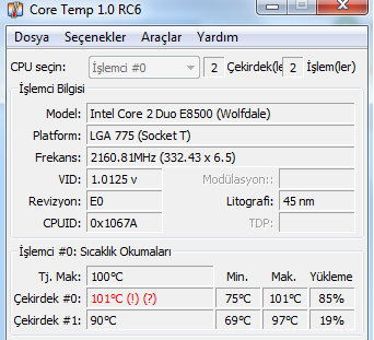  İşlemci sıcaklığı