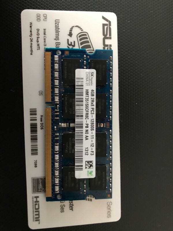 Satılık 4GB DDR3 1600Mhz notebook ram sk hynix