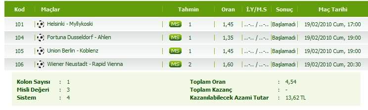  Haftalık İddaa Programı (19 ŞUBAT CUMA - 22 ŞUBAT PAZARTESİ )