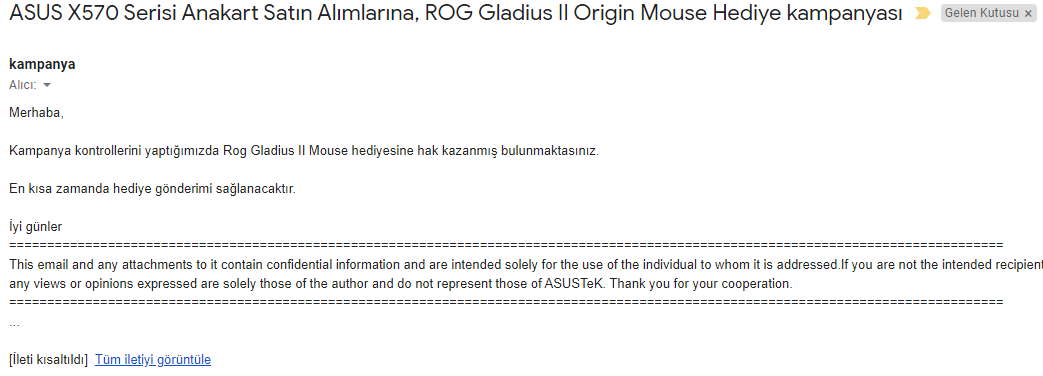 ASUS X570 Serisi Anakart Satın Alımlarına, ROG Gladius II Origin Mouse Hediye