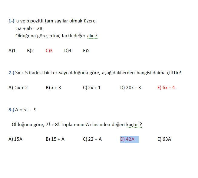  Matematik Soruları