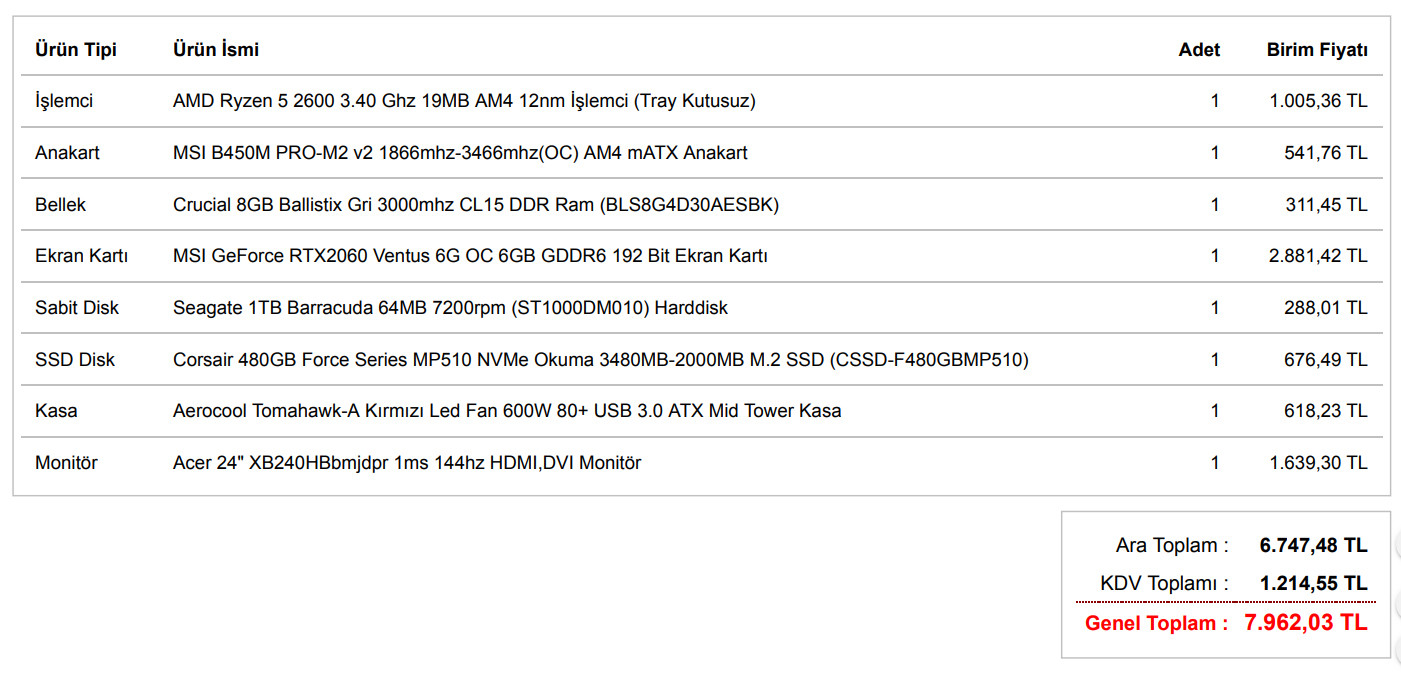 8K MONİTÖR DAHİL SİSTEM