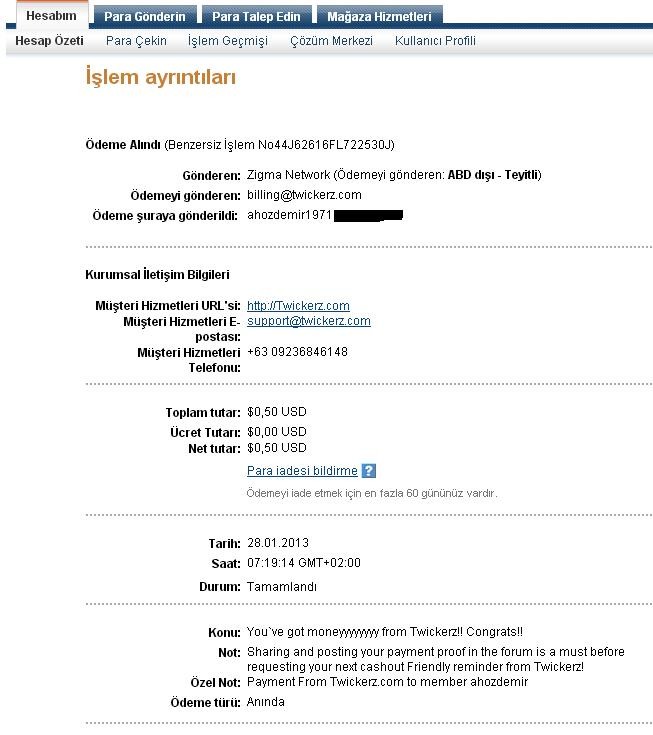  Ödeme Kanıtlı-TWICKERZ min. 0.10 cent!!  ve AYUWAGE ile günde 1 dolar
