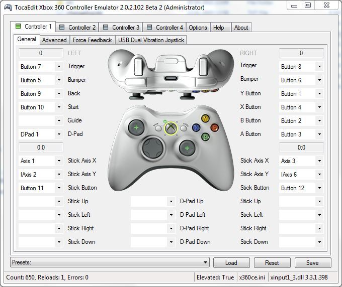  XBOX 360 Controller For Windows Emulatörü