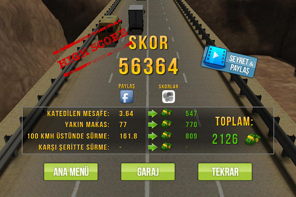  Traffic Racer Skorlarınız.
