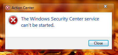  Security Center service can't be started