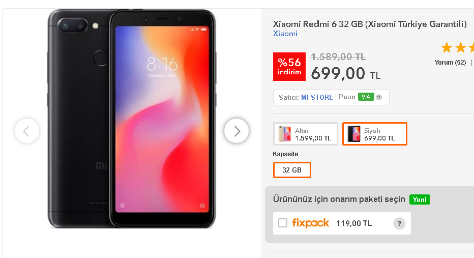 Xiaomi Redmi Note 7 128 GB 1.500 TL + Kargo HB (Xiaomi Türkiye Garantili)