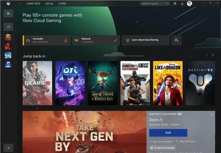 Microsoft xCloud şimdi Xbox Windows uygulamasında