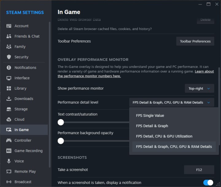 Steam'in yeni FPS sayacı detaylı performans takibi yapıyor