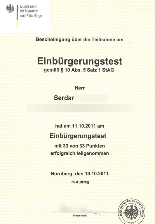  Unterhaltungsthema: Einbürgerung