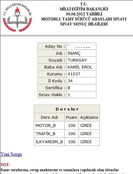  1 Eylül Ehliyet Sınavı Sınav Sonuçları Açıklandı