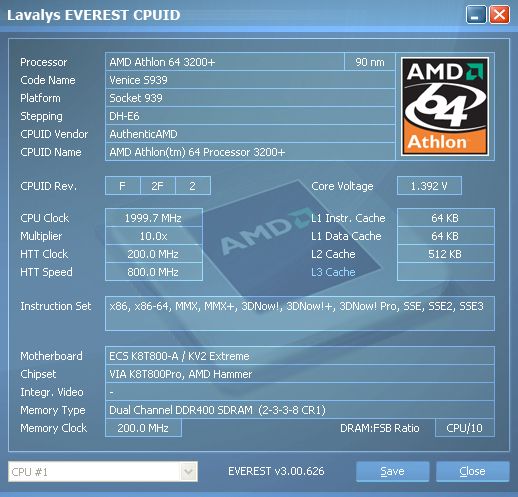  3200+ ecs kv2 lite htt speed