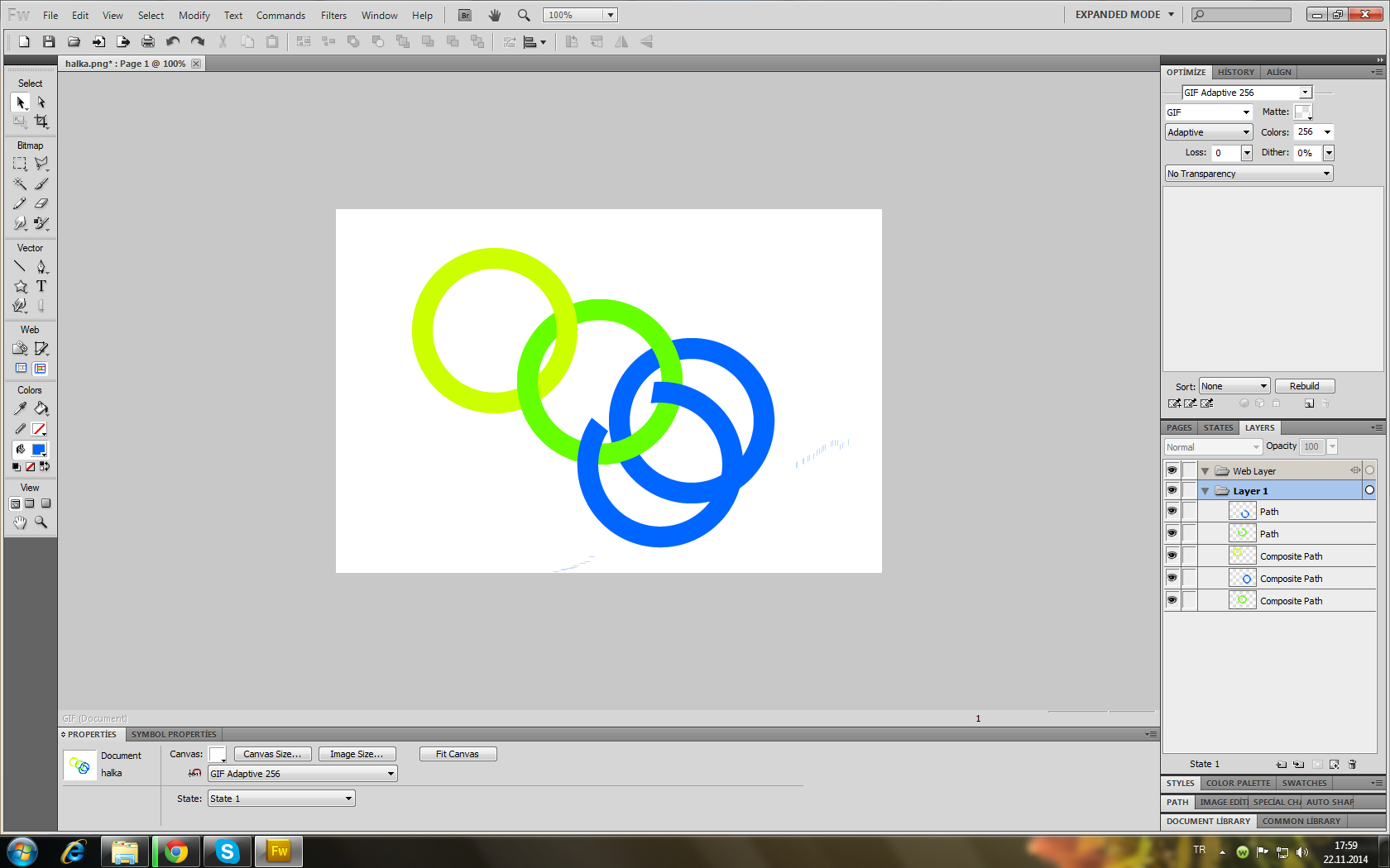  Adobe Fireworks CS6 Olimpiyat Halkaları