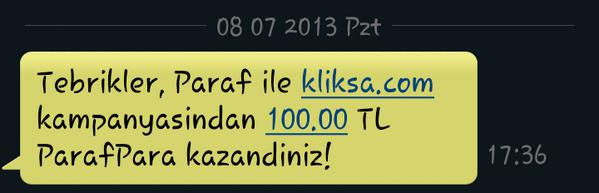  Kliksa.com'da 500 Lira Uzeri Alışverişe 100 Paraf Puan.