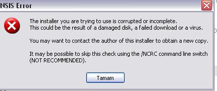  NSIS eror bu hata nedir