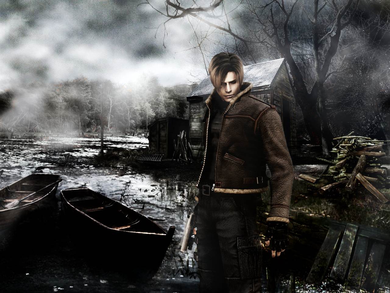 Resident evil 4. Resident Evil 4 Луис. Resident Evil 4 Serenity. Леон Кеннеди Resident 4 обои.