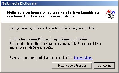  Multimedia Dictionary hatası