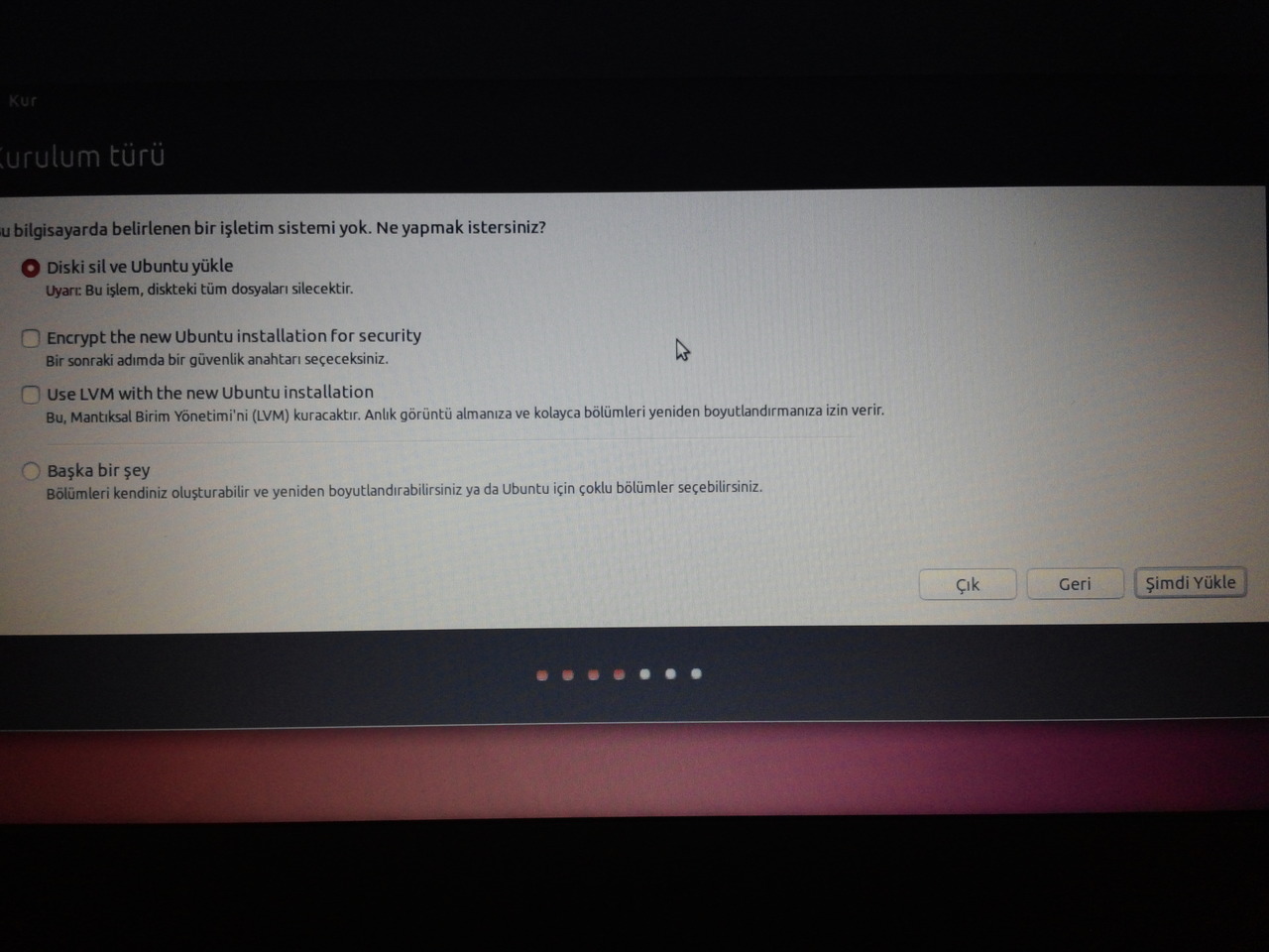  Ubuntu windowsun yanına kurulmuyor ?