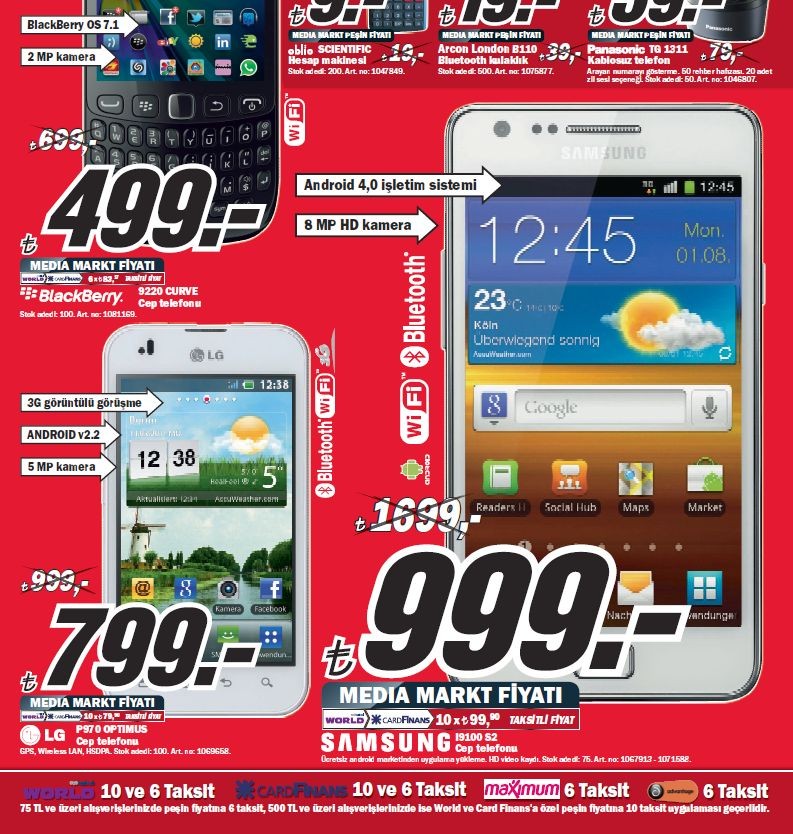  Fırsat Bitti ! Kapatılabilir...Mediamarkt Meydan 26 Eylül Samsung Galaxy S2 999TL