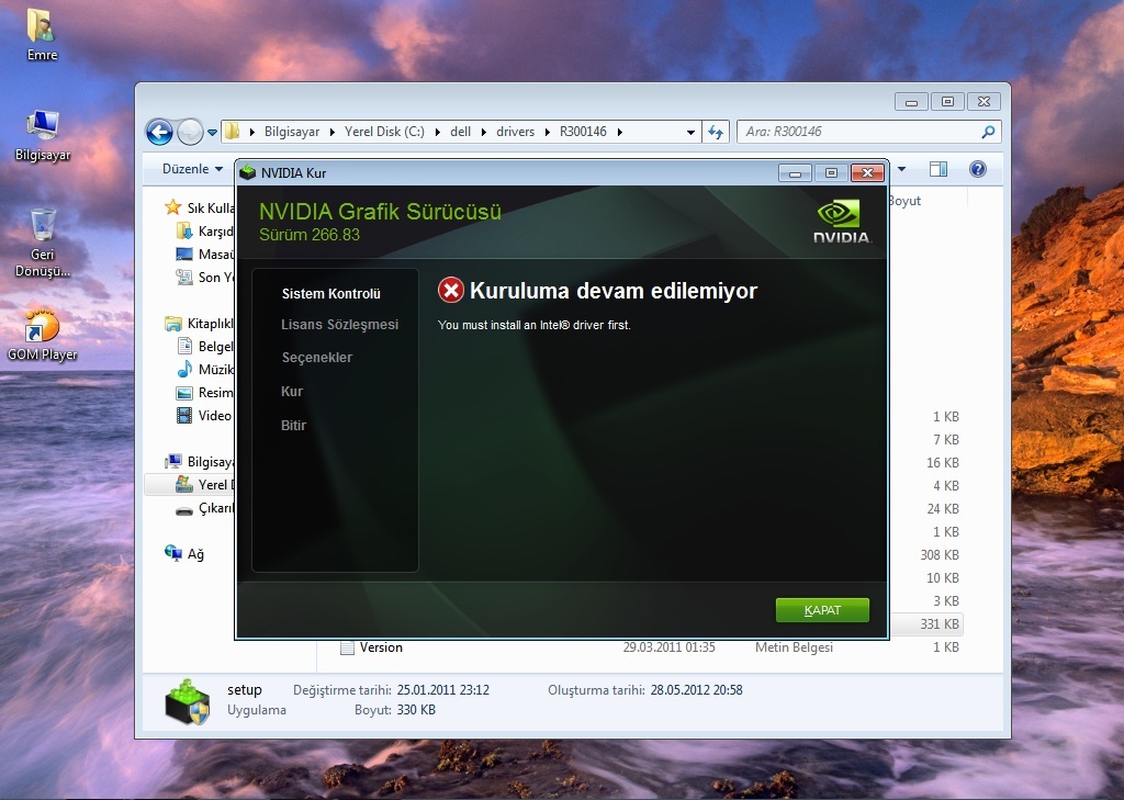  Ekran Kartı Driver sorunum Var