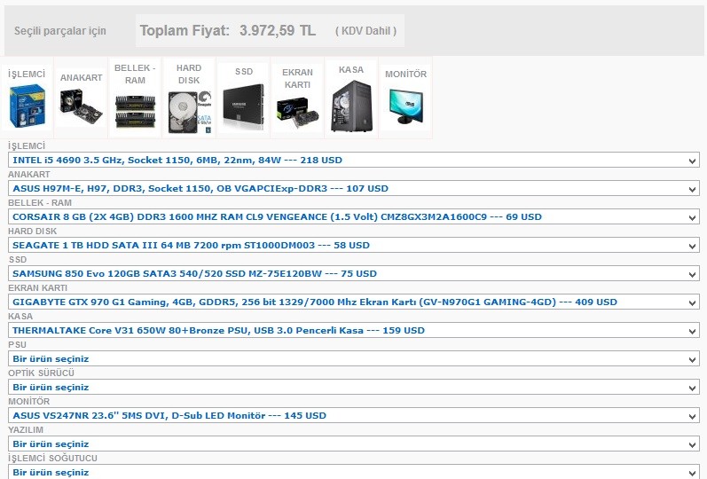  4500 TL ye monitörlü sistem topladım önerileriniz neler