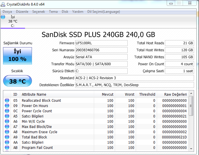 Sandisk ssd test verileri çok yavaş