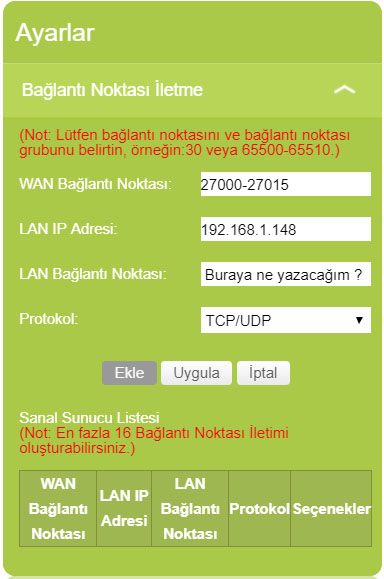 4.5G Turkcell VINN WiFi MW40V1 - Port Yönlendirme Problemi